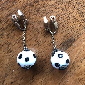 Vintage Antique glass soccer ball clip on earrings — one of a kind and so cute!